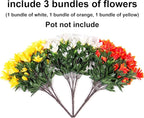 Artificial Fall Flowers for Outdoors, 3 Bundles Faux Azalea Bouquet Silk Flower for Outside UV Resistant Realistic Fake Outdoor Flowers for Planter Porch Patio Garden Walkways Home Fall Decor, Mix