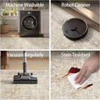 DCX Machine Washable Brown and Beige Area Rug 8x10, Non Slip Stain Resistant Vintage Rug for Living Room Diningroom Bedroom Nursery, Soft Low Pile Large Carpet