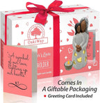 Grandma-Granddaughter Hand-Painted Candle Holder Statue W/Flickering LED Candle | Unique Nana Present Ideas for Christmas, Gigi Grandmother Birthday Gift, Greeting Card Included (Dark)