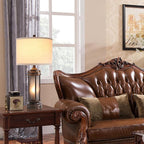 25'' Farmhouse Table Lamp with 2 USB Charging Ports, Rustic Vintage Nightstand Lamp with Frosted Glass Nightlight, Retro Desk Lamp for Living Room Bedroom End Table Entryway, 2 Bulbs Included