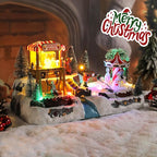 taman Christmas Village Houses - Musical Amusement Park Collectible Buildings with Merry-go-Around,Swing,Popcorn Wagon Ornaments for Christmas Holiday Decorations