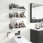 Heimlove Floating Shelves for Wall, 16 Inch Long Wood Floating Shelves Set of 3, Wall Mounted Hanging Shelf for Bathroom Bedroom Kitchen, White