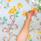 Volcanics Stained Glass Window Film, Frosted Glass Window Privacy Film, Decorative Window Clings for Glass Windows, Floral Design Static Cling Sun Blocking Windows Tint for Bathroom, 35.4 x 78.7 Inch