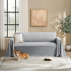 Couch Cover for Dogs Sectional Sofa Covers Washable for 3 Cushion Couch, Chenille Couch Cover Blanket, Sectional Sofa Slipcovers, Multi-Use Furniture Protector for Kids, Pets, 71" X150", Light Grey
