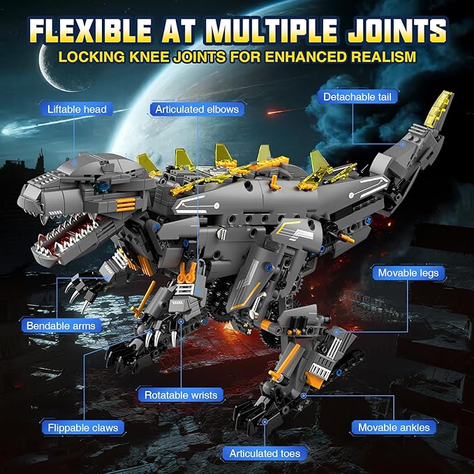 5 in1 RC Robot Building Kit, 935 PCS App & Remote Control Robotics Kit, STEM Robot Dinosaur Monster Building Toys for Kids Age 6 7 8 9 10 11 12+, Educational Learn Toys Gift for Boys & Girls