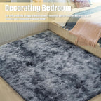 Shag Area Rug for Bedroom 4x6,Tie-Dyed Black Fluffy Area Rugs for Living Room,Soft Fuzzy Rug Non-Shedding Indoor Plush Carpet for Kids Bedroom Nursery Dorm Home Decor