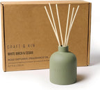 Craft & Kin Reed Diffuser for Home & Bathroom – White Birch & Cedar Reed Diffuser Set with Fragrance Sticks, Long-Lasting Alcohol-Free Scent, Fall Earthenware Collection, 6.7oz