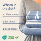 Full Size 4 Piece Sheet Set - Comfy Breathable & Cooling Bed Sheets Set - Hotel Luxury Bedding for Women, Men, Kids, Teens, Boys & Girls - Deep Pockets, Soft, Wrinkle Free - Oeko-Tex - Blue Stripes 3