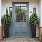 Devoko Resin Tall Planters for Outdoor Plants Set of 2, Large Taper Outdoor Planter Pots with 4 Drainage Holes, Flower Pots Modern Decor for Porch, Patio, Backyard, Home Garden (Black, 24")