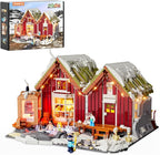 Spa-Cabin Winter Lighting-Building-Bricks Set - 2235 Pcs Christmas House Winter Lodge LED Light Construction Building Christmas Village Model Set for Adults and Families