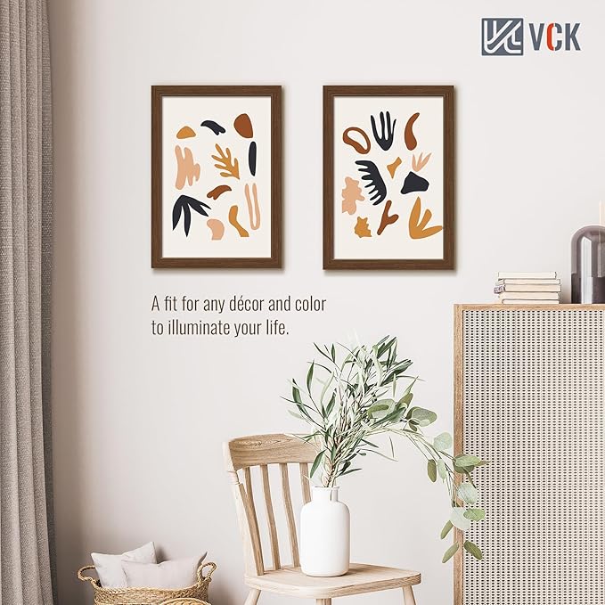 VCK 13x19 Frame Set of 3 - Brown, Wood Picture Frame with Exclusive Wood Grain, Wall Gallery Frame