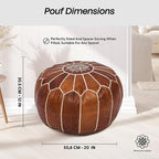 Moroccan Leather Handmade Pouf Ottoman Cover – Unstuffed Foot Stool, Boho Foot Rest for Living Room, Bedroom – Gift for Housewarming or Weddings