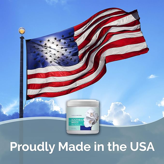 SMELLS BEGONE Air Freshener Odor Absorber Gel - 15 oz, Pack of 2 - Absorbs and Eliminates Odor in Pet Areas, Bathrooms, Cars, & Boats - Made with Essential Oils - Soothing Breeze Scent