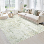Area Rugs 6x9 Living Room: Washable Rug Modern Abstract Large Rugs Soft Non Slip Neutral Rug Stain Resistant Indoor Carpet for Bedroom Kitchen Dining Room Nursery Home Office Rugs(Green Brown,6'x9')