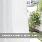 HolidayIdeas 4 Panels Linen Outdoor Curtains for Patio Waterproof White Curtain Panels 95 Inch Length-Wide Weatherproof, Privacy, Outside Curtains for Pergola, Porch, Gazebo-110 Wide x 95" Long