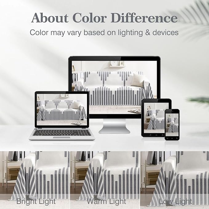 Couch Cover Boho for Dogs Washable Grey Couch Covers for 2 Cushion Couch, Chenille Sectional Couch Covers L Shape Sofa Cover, Furniture Protector for Kids, Pets, Grey 91" X118"