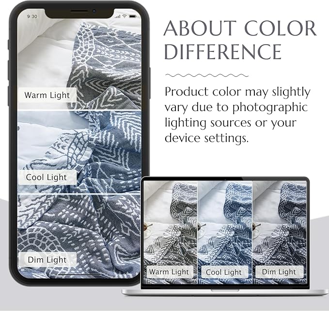 jinchan Boho 100% Cotton Muslin 50x60 Throw Blanket Lightweight 3-Layer Blue Blanket Washable Reversible Breathable Decorative Geometric Striped Patterned Soft Cozy for Sofa Bed All Season Gift