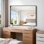 Black Bathroom Mirror, 36x48 Inch Rectangular Deep Frame Mirror, Large Wall Mounted Bathroom Vanity Mirror Over Sink for Bedroom,Restroom, Living Room, Hangs Vertically or Horizontally