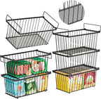 6 Pack Stackable Deep Freezer Organizer Bins ，Upgraded Bottom Leak-Proof net，Encryption and Hardening ， Freezer Organizer Bins for 5 to 9 Cu.FT Small Chest Freezer， Easy Get Bottom Foods
