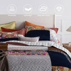 Secgo King Size Comforter Set- 100% Cotton Quilt King Size Set, Green, Sage bedspreads (96 * 108 Inch) with 2 Pillow Shams, Patchwork Reversible Lightweight Bedding