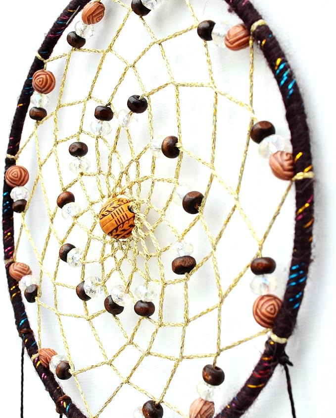 Urdeoms Tree of Life Dream Catchers for Bedroom Adult Brown Boho Dream Catcher Wall Decor for Girls Chakra Crystal Healing Stones Hanging Ornament Room Decoration 18" Length(NO.12)