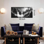 Mountain Wall Pictures for Living Room Decor - Black and White Wall Art Bedroom - Waterfall Canvas Wall Art for Office Size 20" x 40"