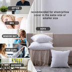 HITO 24x24 Pillow Inserts (Set of 2)- 100% Cotton Covering Down Alternative Throw Pillows White for Couch Bed Sofa