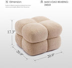 Zesthouse Square Pouf Ottoman, Modern Ottoman Coffee Table for Living Room, Fuzzy Sherpa Stool Foot Rest, Upholstered Tufted Stool for Couch, Tan