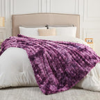 NEWCOSPLAY Faux Fur Throw Blanket Tie-dye Violet Purple Luxury Fluffy Thick Warm Bubble Blanket for Couch Sofa Bed 700GSM (Tie-dye Violet Purple, Throw(50"x60"))