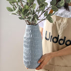 12.6 Inch Mat Blue Modern Handmade Ceramic Vase, Rustic Farmhouse Decorative Flower Vases for Home Decor,Pampas Grass Bouquet, Living Room,Kitchen,Office,Bedroom,Centerpiece Table Decorations