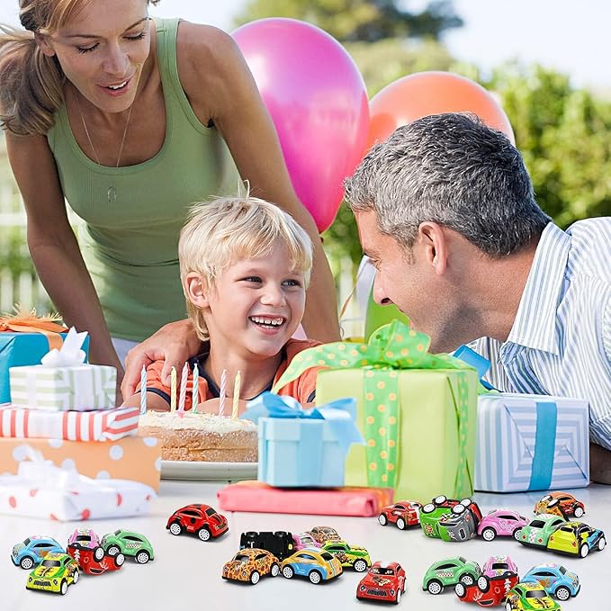 Vileafy 30 Pack Pull Back Cars for Kids – Mini Metal Toy Cars with Plastic Chassis, Assorted Die-Cast Vehicles, Classroom Prizes for Students, Treasure Box Toys, Party Favors & Rewards