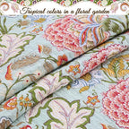 Cozy Line Home Fashions Blooming Red White Floral 100% Cotton Reversible Quilt Bedding Set, Coverlet Bedspread (Camellia Green, Queen - 3 Piece)