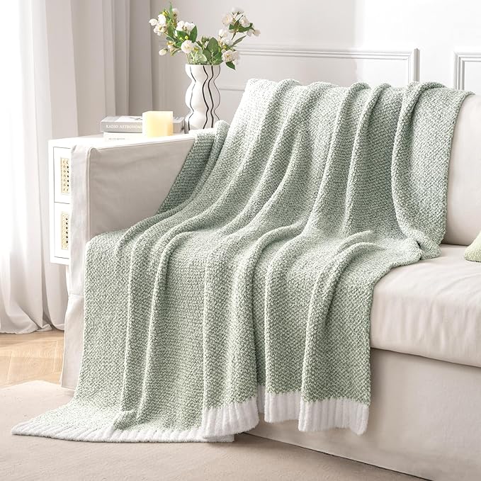 MIULEE Sage Green Super Soft Throw Blanket for Bed, Twin Size Cozy Fluffy Warm Blankets Knit Blankets for Couch, Sofa, Chair, Living Room, Camping, Picnic, 60 x 80 inch