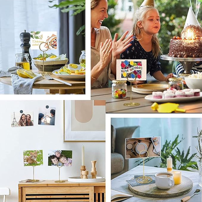 Table Number Holders 20Pcs - 3.35 Inch Place Card Holder Table Number Stands for Wedding Party Graduation Reception Restaurant Home Centerpiece Decorations Office Memo Picture Photo (Gold)