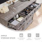 ACCOHOHO Farmhouse 9 Drawer Dresser for Bedroom, 36 Inch Tall Modern Dresser TV Stand with Large Drawers & Bar Handles, Rustic Wood Chest of Drawers for Bedroom, Living Room, Hallway, Grey