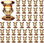 Foaincore 42 Pcs Candlestick Holders Bulk 2.5 Inch Taper Candle Holder for Table Centerpiece Thick Glass Ritual Candle Stand for Wedding Christmas Valentines Festival Party Decorations(Gold)