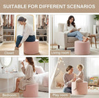 LITA Round Stuffed Pouf Ottoman, Velvet Poufs with High-Density Foam Filling and Washable Cover, Furry and Fluffy Bean Bag Foot Stools Ottoman for Living Room, Bedroom, Office, Pink