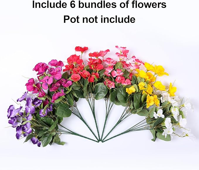 Hibiscus Artificial Flowers Plants for Outdoors Decoration, 6 Bundles Silk Hibiscus Bouquet Tropical Flowers Artificial Realistic UV Resistant Fake Flowers for Outside Planter Porch Patio Balcony, Mix