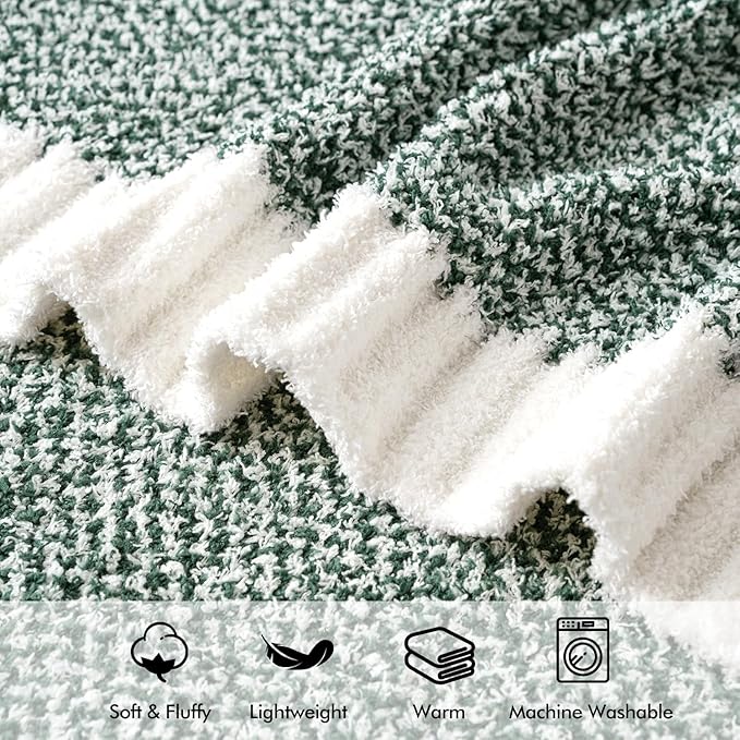 MIULEE Green Super Soft Throw Blanket for Couch, Cozy Fluffy Warm Throws Knit Blankets for Sofa, Bed, Chair, Living Room, Camping, Picnic, 50 x 70 inch