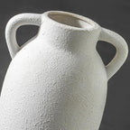 Ceramic Farmhouse Vase with 2 Handles, Boho Decorative Flower Vase for Home Decor, Living Room, Entryway, Table, Shelf Decor, 9.6 Inch