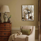 DUWQU 3 PCS Elegant Farmhouse Canvas Wall Art, Vintage Floral Pictures Art Wall Decor, Nature Themed Daisy Art Prints for Living Room Bedroom Kitchen and Office Ready to Hang 12×16 Inches