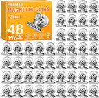 FINDMAG 48 Pack Magnetic Clips for Photo and Picture Display, Strong Scratch-Free Fridge Magnets, Heavy Duty Metal Clips for Picture Hanging, Kitchen, Office, Whiteboard, Silver.