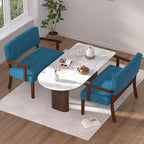 Accent Chair 2 Seat, Arm Chairs with Soft Seat and Armrests for Living Room, Love seat for Dining, Reading, and Waiting Rooms (Blue)
