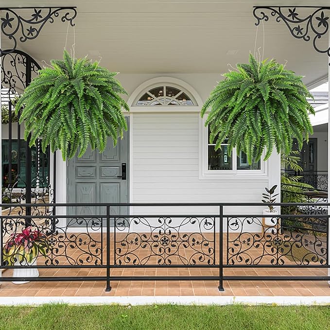 Single Silky Artificial Boston Fern Bush, 49Inch Large Artificial Ferns for Outdoors, Large Faux Ferns Artificial Plants,Suitable for Decorating Office, Living Room Faux Greenery,95Branches