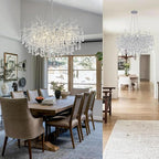 Crystal Chandeliers,Round Modern Tree Branch Chandelier,10-Light Farmhouse Raindrop Chandelier Light Fixture for Dining Room, Kitchen Island D31.5