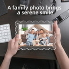 3 Pack Acrylic Picture Frame: 4x6inch Magnetic Picture Frames, Double Sided Magnet Frames,10+10mm Thick Block, Clear Photo Scalloped Frames Freestanding for Desktop Display (Clear, 4X6)