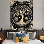 Lunerfex Tree of Life Tapestry Starry Sky Wall Tapestry, Vintage Tapestries for Bedroom Ceiling Tapestries Wall Hanging for Bedroom Living Room Decor Tree-3 60"x80"