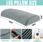 ROYALAY Recliner Leg Rest Cushion with Adjustable Straps Memory Foam Under Knee Pillow for Foot Elevation, Half Moon Leg Pillow Foldable bolster pillow for Waist Back Neck Reduce Pressure,gray