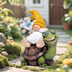 Hodao Spring Garden Gnome Decoration Flower Animal Ornaments Decor Gifts Spring Gnomes for Garden Decorations Summer Elf Figurine Gifts for Mom Outdoor Decor (Yellow)