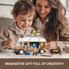 FUNWHOLE Carpentry Van Lighting Building-Bricks Set - Farm Woodworker Car Collectible Display Set 496 Pcs for Adults and Teen